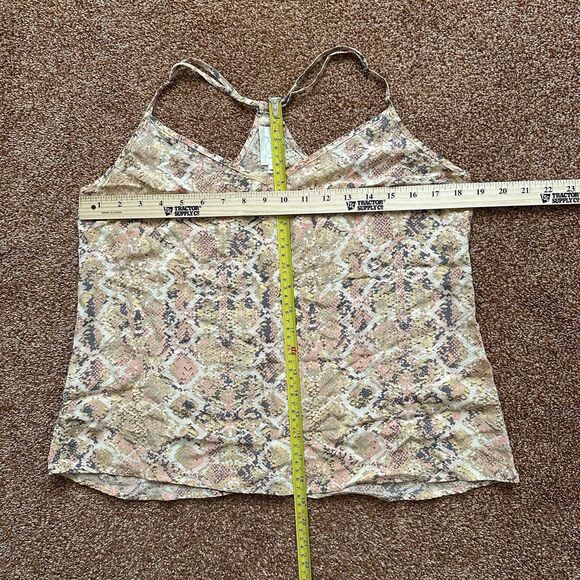 E Eloise By Anthropologie Silk Tank Top Lg Pink Snake Print Razorback - Picture 6 of 7